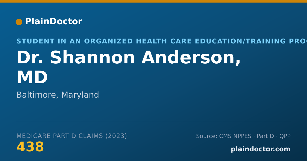 Shareable card for Shannon Anderson, MD - Student in an Organized Health Care Education/Training Program, Baltimore, MD