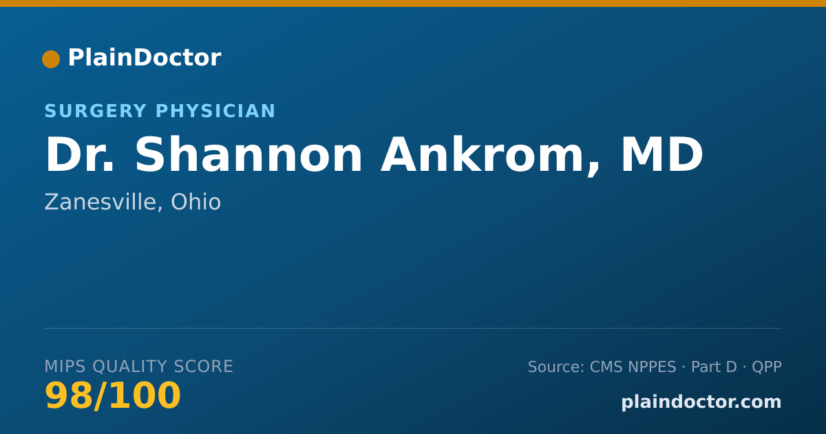 Shareable card for Shannon Ankrom, MD - Surgery Physician, Zanesville, OH