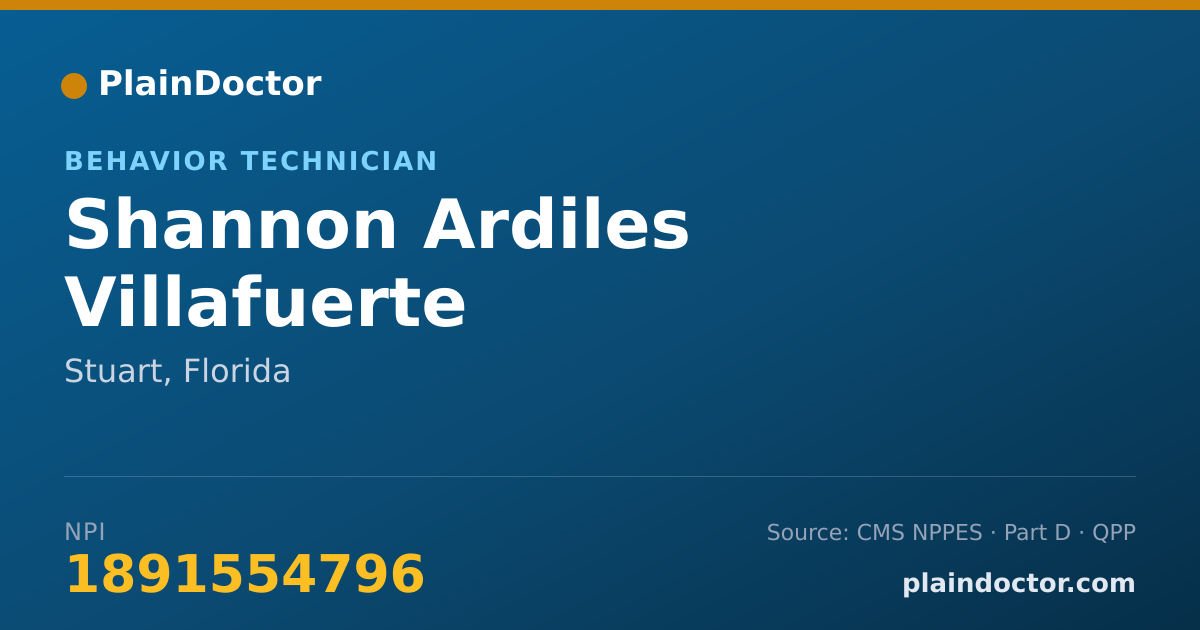 Shareable card for Shannon Ardiles Villafuerte - Behavior Technician, Stuart, FL