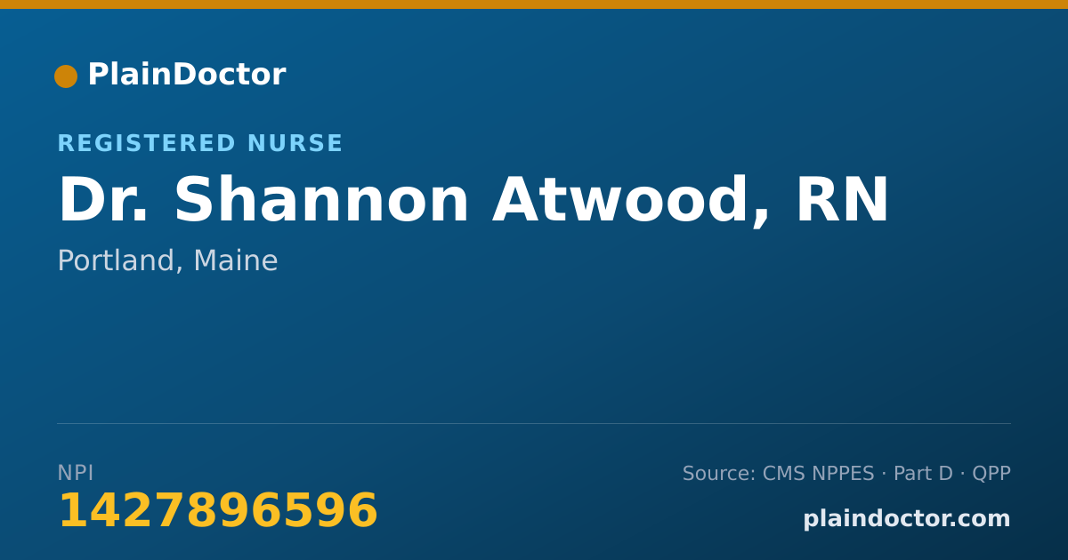 Shareable card for Shannon Atwood, RN - Registered Nurse, Portland, ME