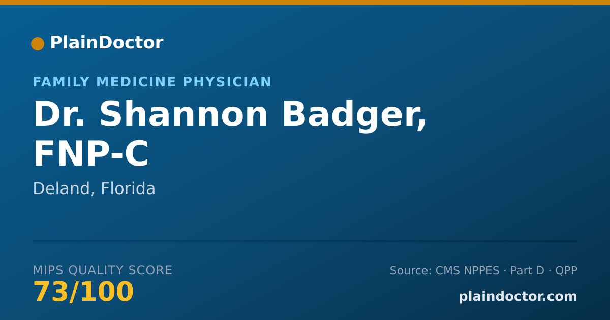 Shareable card for Shannon Badger, FNP-C - Family Medicine Physician, Deland, FL