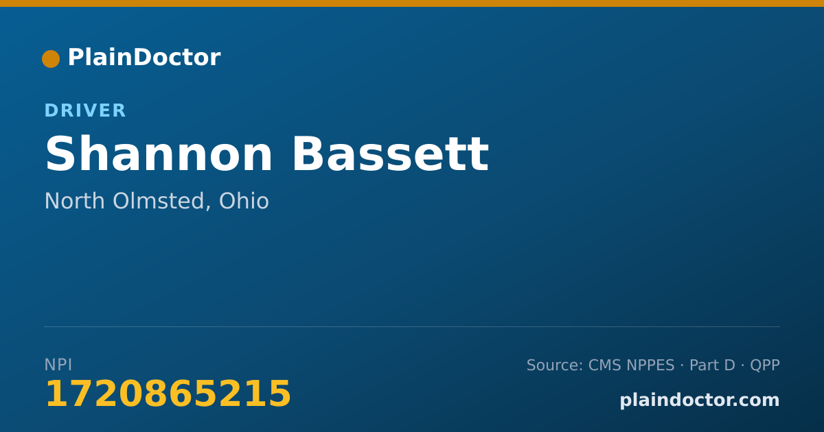 Shareable card for Shannon Bassett - Driver, North Olmsted, OH