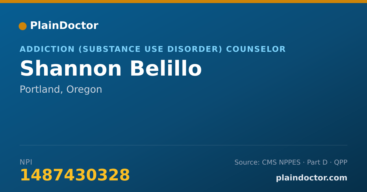 Shareable card for Shannon Belillo - Addiction (Substance Use Disorder) Counselor, Portland, OR