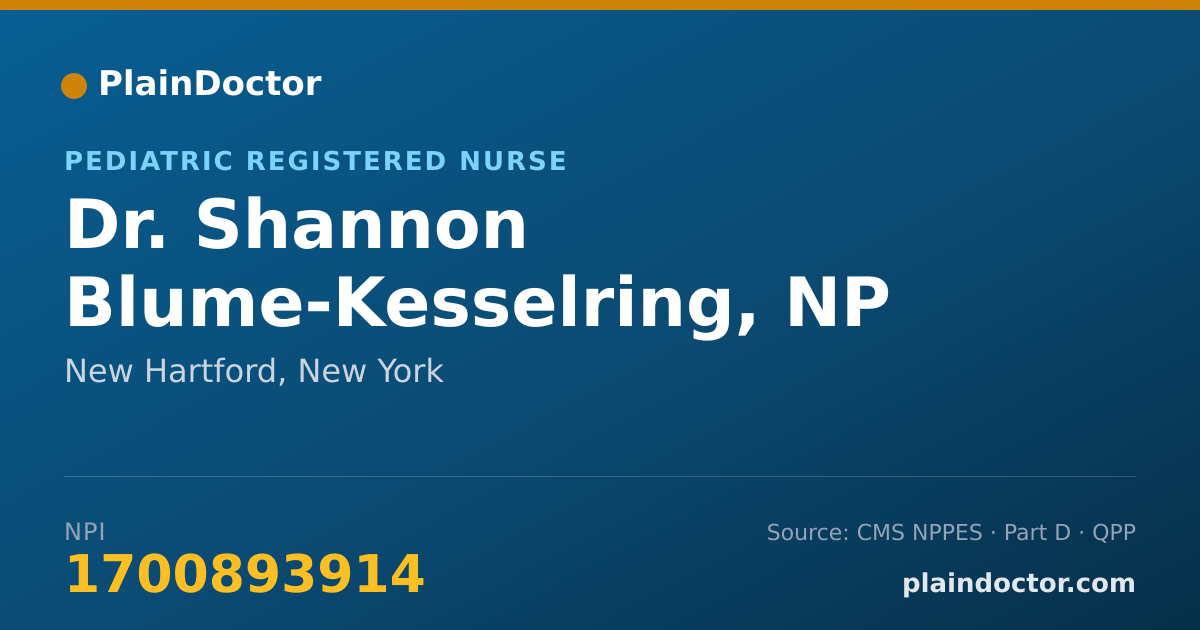 Shareable card for Shannon Blume-Kesselring, NP - Pediatric Registered Nurse, New Hartford, NY