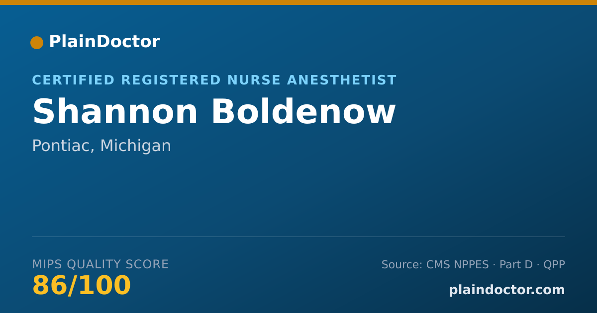 Shareable card for Shannon Boldenow - Certified Registered Nurse Anesthetist, Pontiac, MI