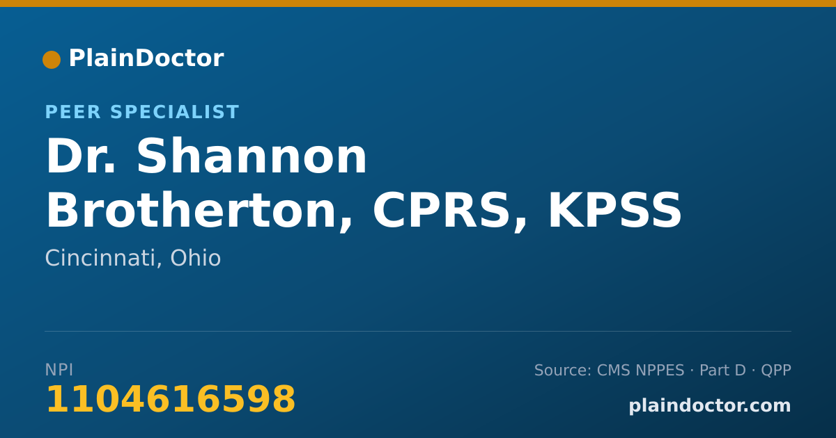 Shareable card for Shannon Brotherton, CPRS, KPSS - Peer Specialist, Cincinnati, OH