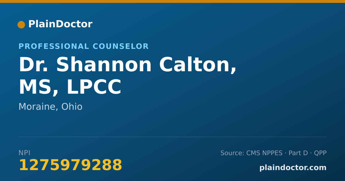 Shareable card for Shannon Calton, MS, LPCC - Professional Counselor, Moraine, OH