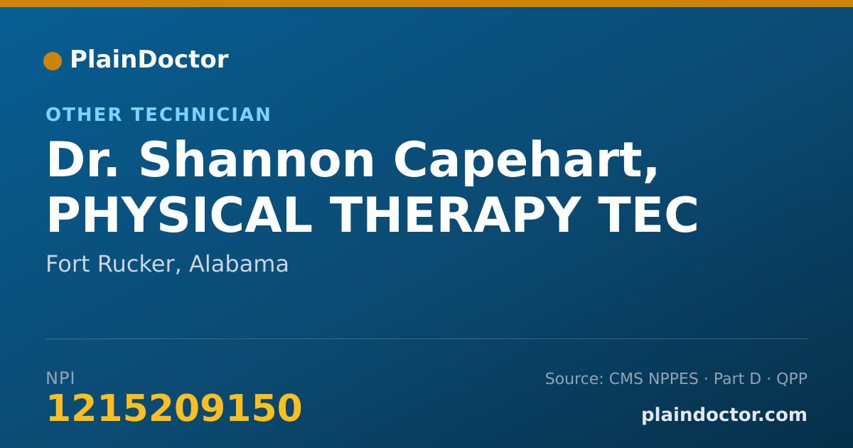 Shareable card for Shannon Capehart, PHYSICAL THERAPY TEC - Other Technician, Fort Rucker, AL