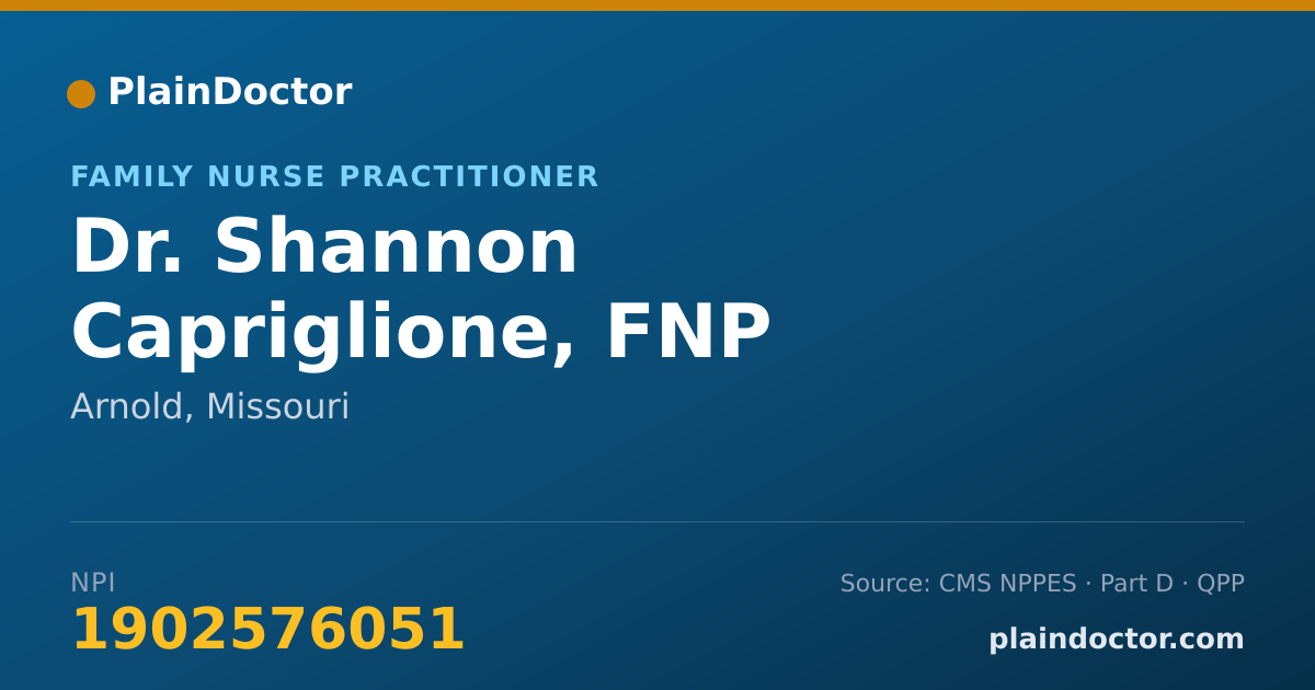 Shareable card for Shannon Capriglione, FNP - Family Nurse Practitioner, Arnold, MO