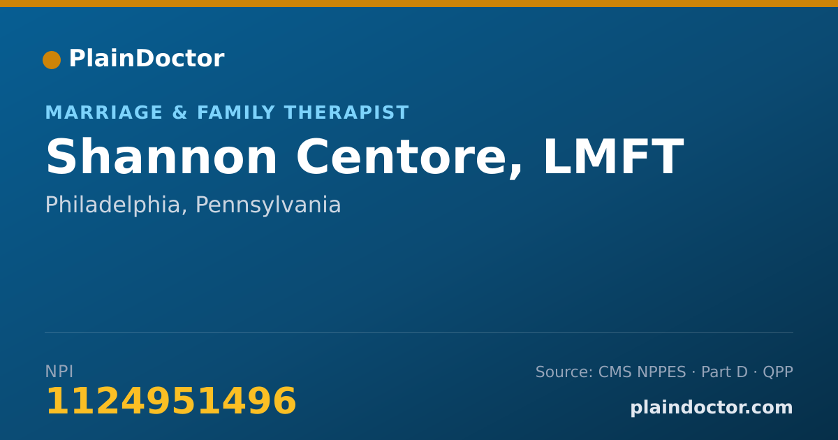 Shareable card for Shannon Centore, LMFT - Marriage & Family Therapist, Philadelphia, PA