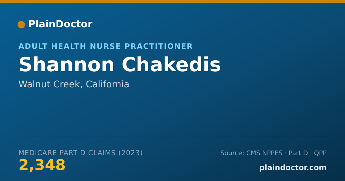 Shareable card for Shannon Chakedis - Adult Health Nurse Practitioner, Walnut Creek, CA
