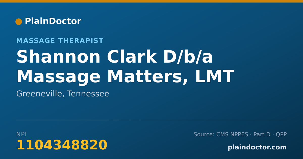 Shareable card for Shannon Clark D/b/a Massage Matters, LMT - Massage Therapist, Greeneville, TN