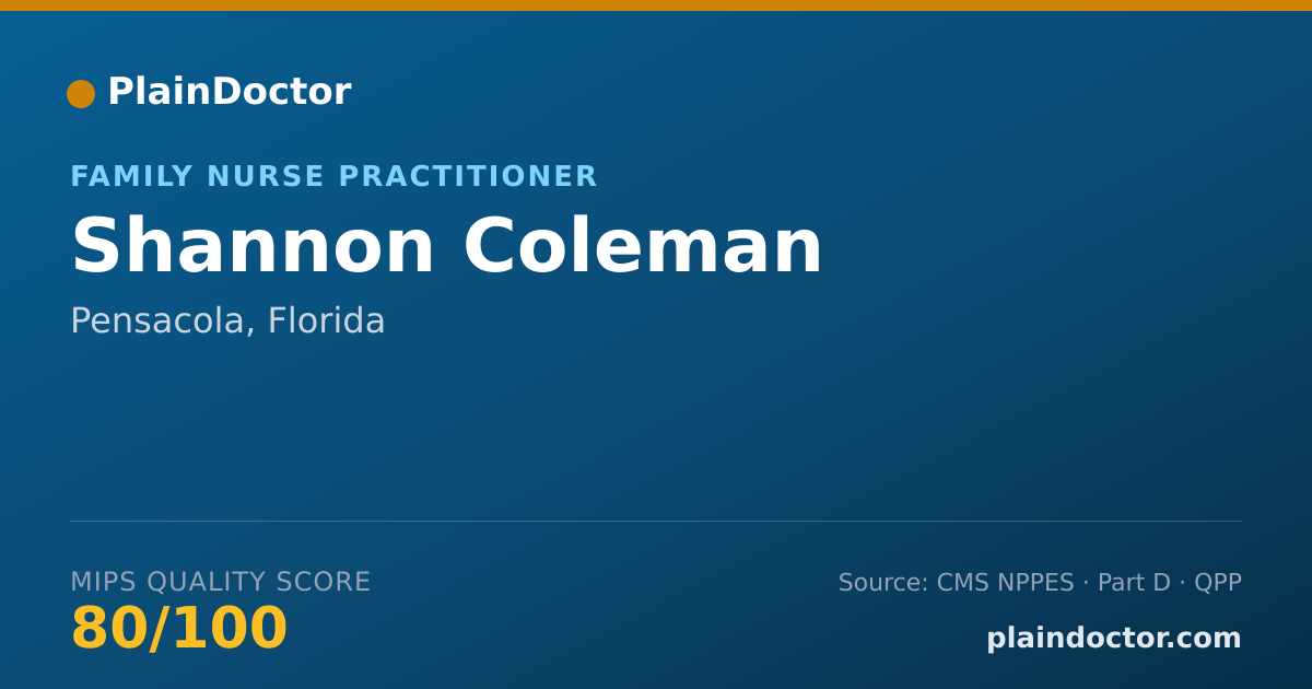 Shareable card for Shannon Coleman - Family Nurse Practitioner, Pensacola, FL