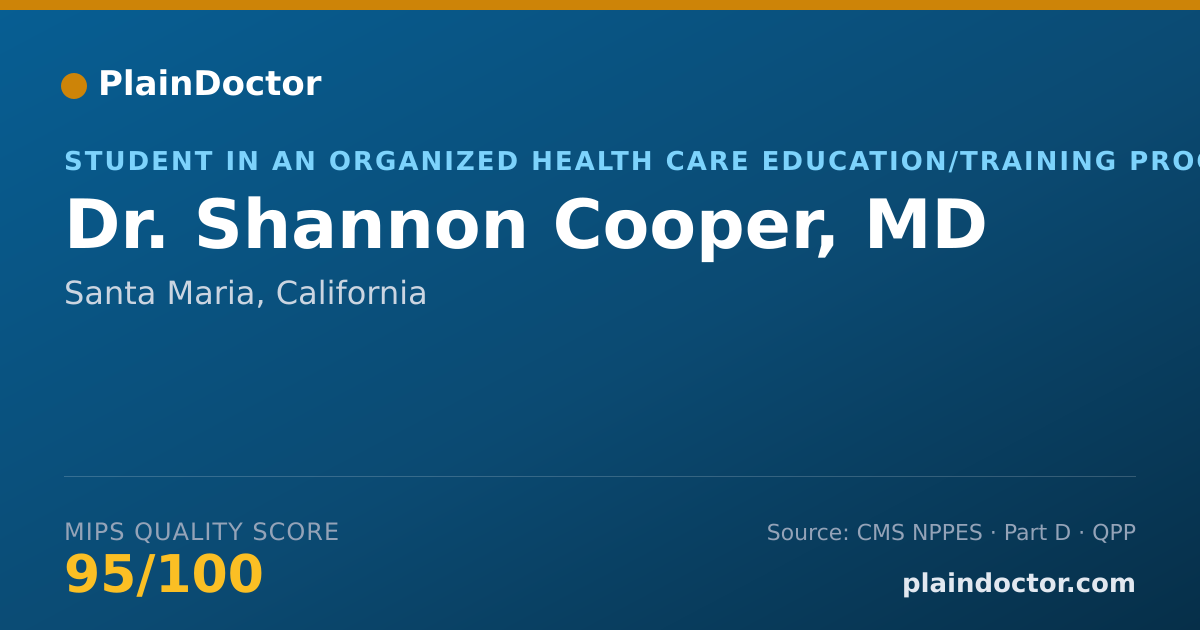 Shareable card for Shannon Cooper, MD - Student in an Organized Health Care Education/Training Program, Santa Maria, CA