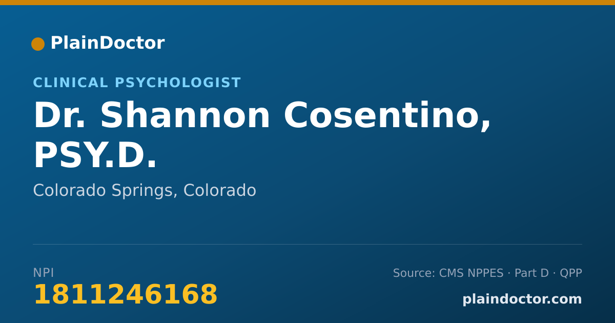 Shareable card for Shannon Cosentino, PSY.D. - Clinical Psychologist, Colorado Springs, CO