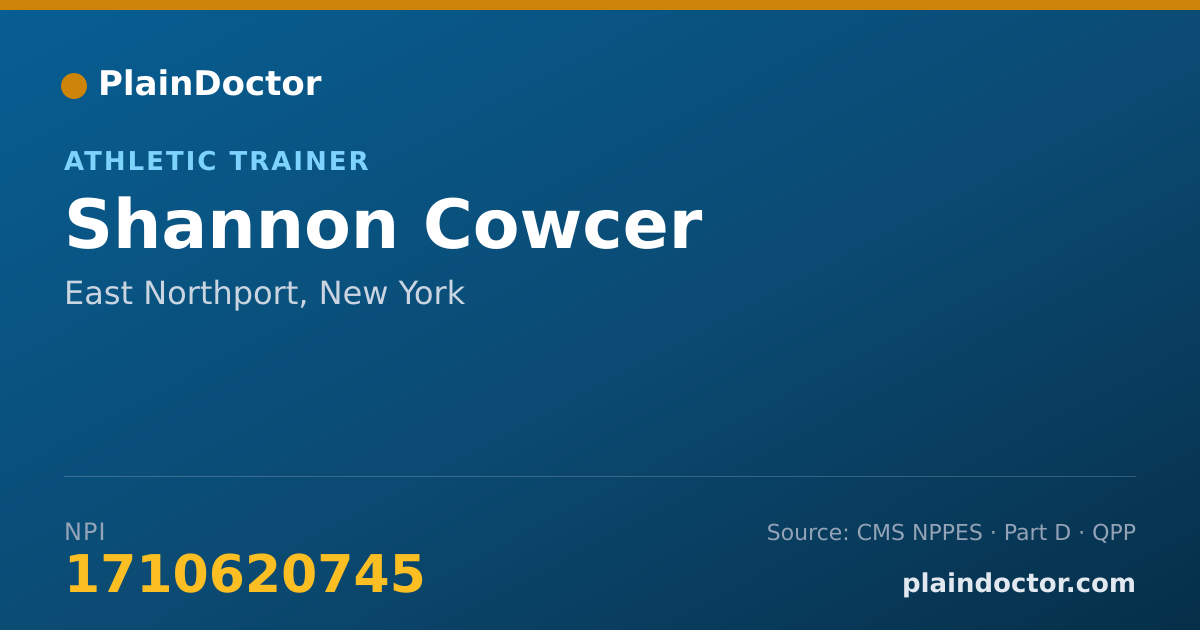 Shareable card for Shannon Cowcer - Athletic Trainer, East Northport, NY