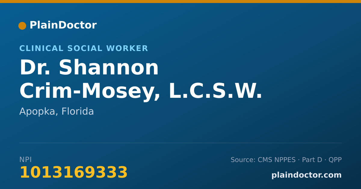 Shareable card for Shannon Crim-Mosey, L.C.S.W. - Clinical Social Worker, Apopka, FL
