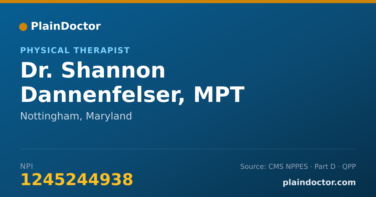 Shareable card for Shannon Dannenfelser, MPT - Physical Therapist, Nottingham, MD