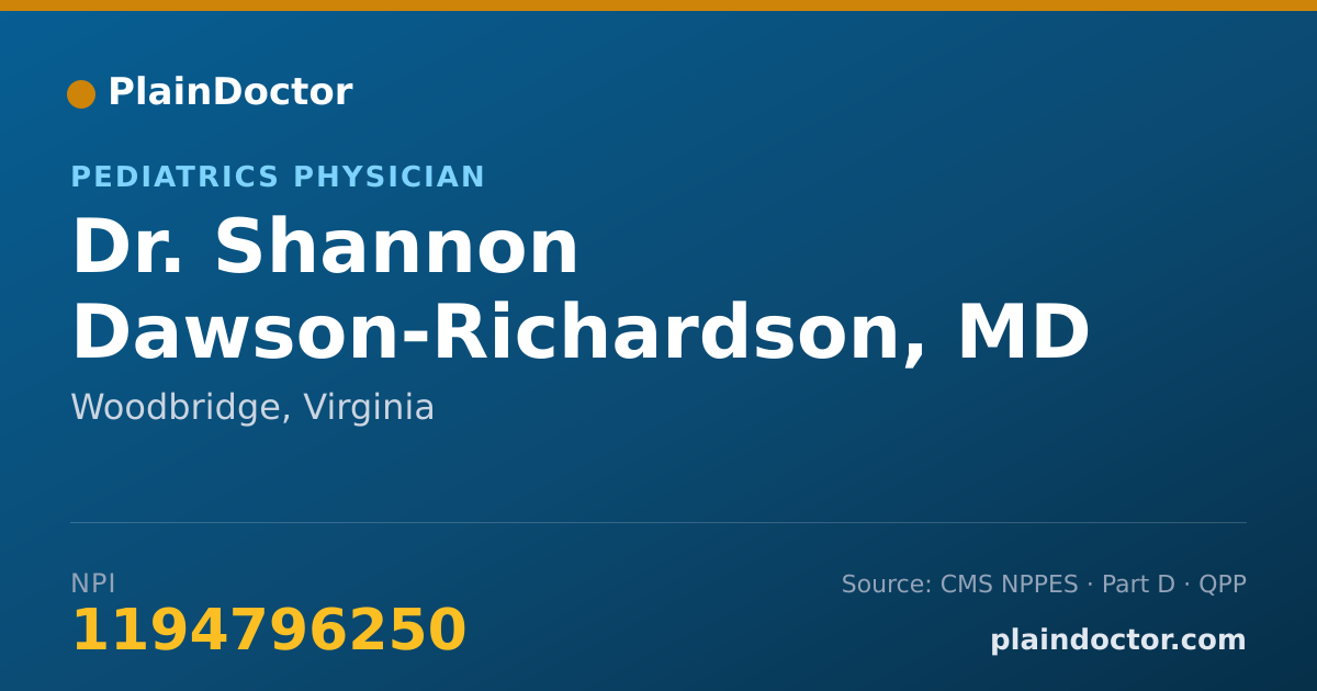 Shareable card for Shannon Dawson-Richardson, MD - Pediatrics Physician, Woodbridge, VA