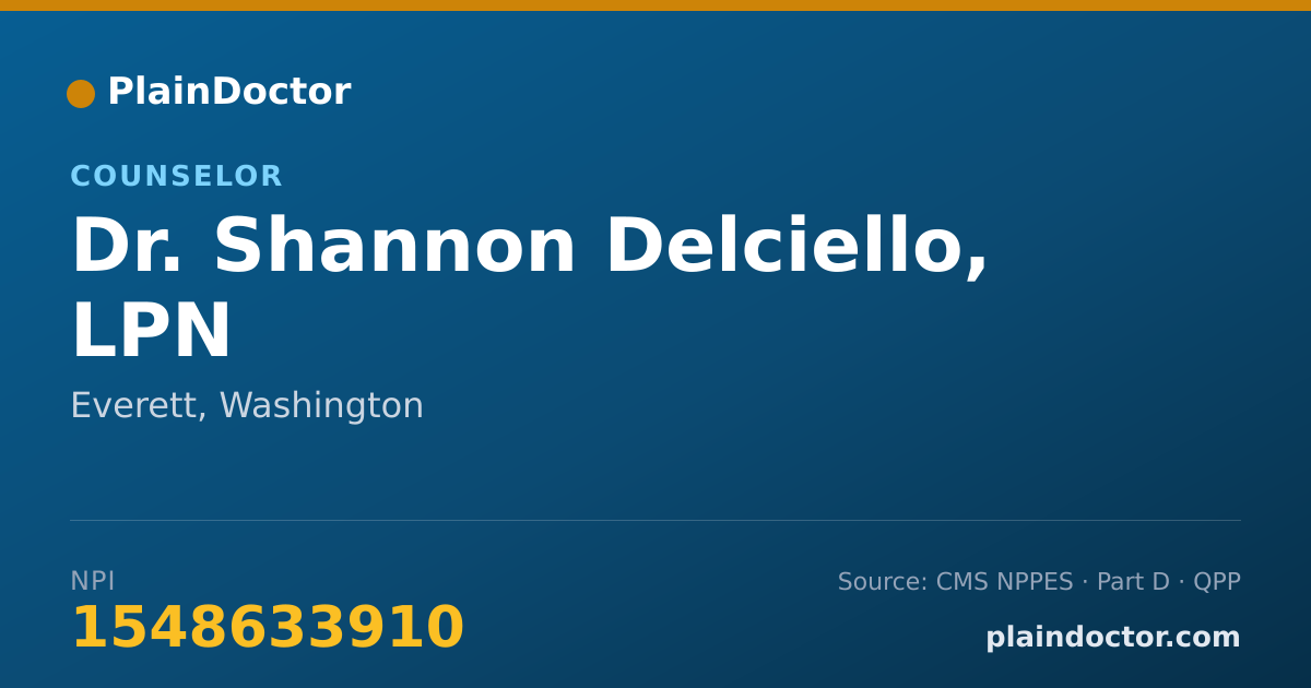Shareable card for Shannon Delciello, LPN - Counselor, Everett, WA
