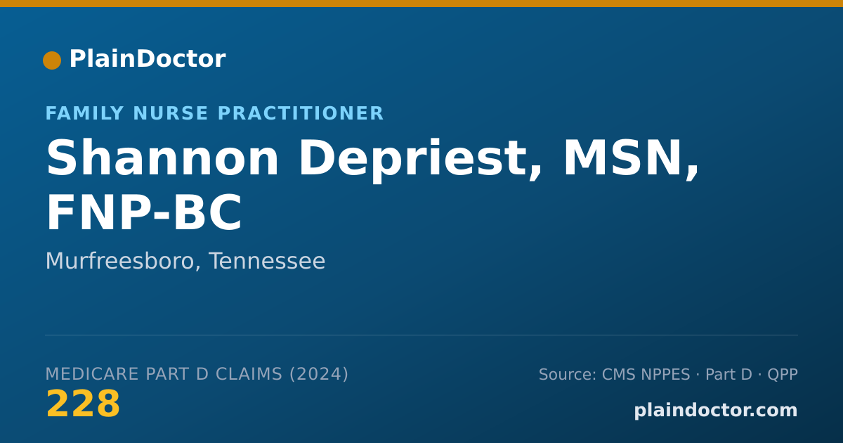 Shareable card for Shannon Depriest, MSN, FNP-BC - Family Nurse Practitioner, Murfreesboro, TN