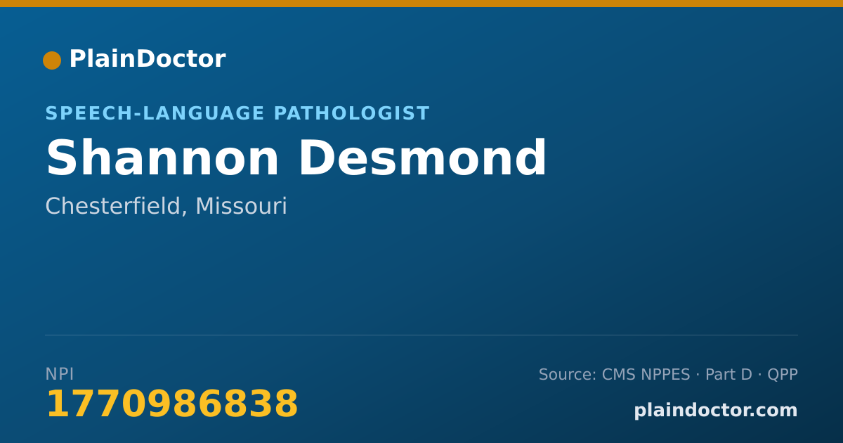 Shareable card for Shannon Desmond - Speech-Language Pathologist, Chesterfield, MO