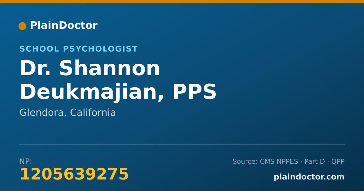 Shareable card for Shannon Deukmajian, PPS - School Psychologist, Glendora, CA