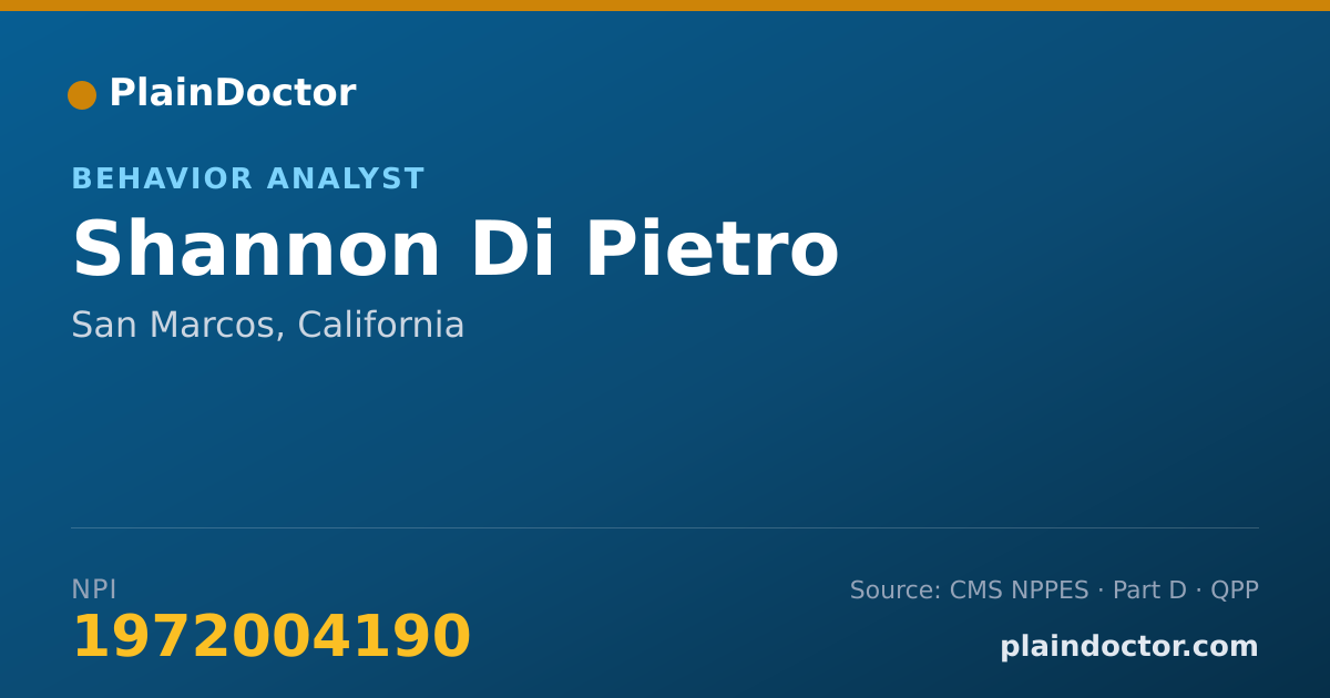 Shareable card for Shannon Di Pietro - Behavior Analyst, San Marcos, CA