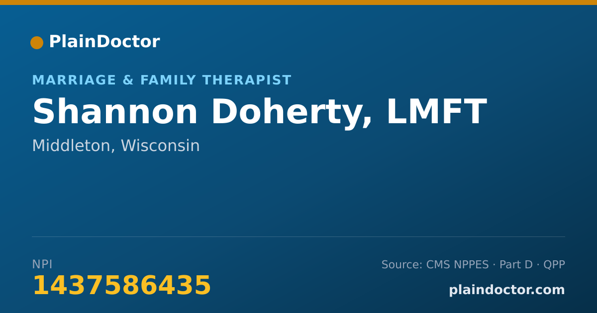 Shareable card for Shannon Doherty, LMFT - Marriage & Family Therapist, Middleton, WI