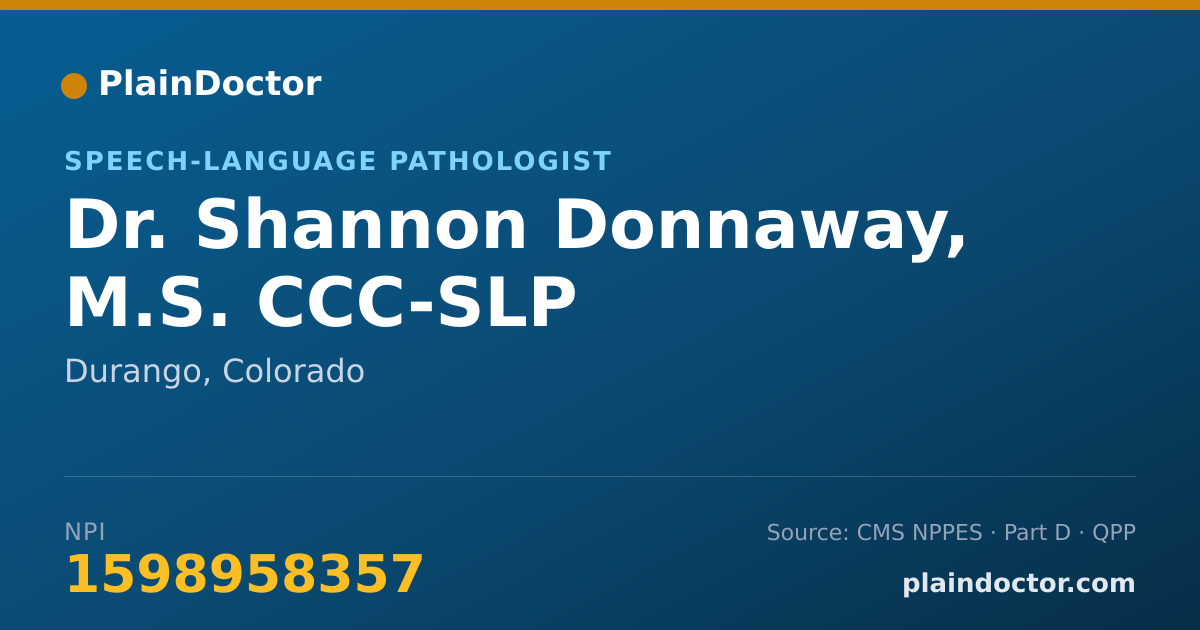 Shareable card for Shannon Donnaway, M.S. CCC-SLP - Speech-Language Pathologist, Durango, CO