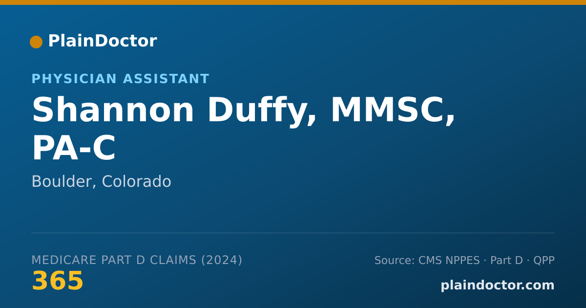 Shareable card for Shannon Duffy, MMSC, PA-C - Physician Assistant, Boulder, CO