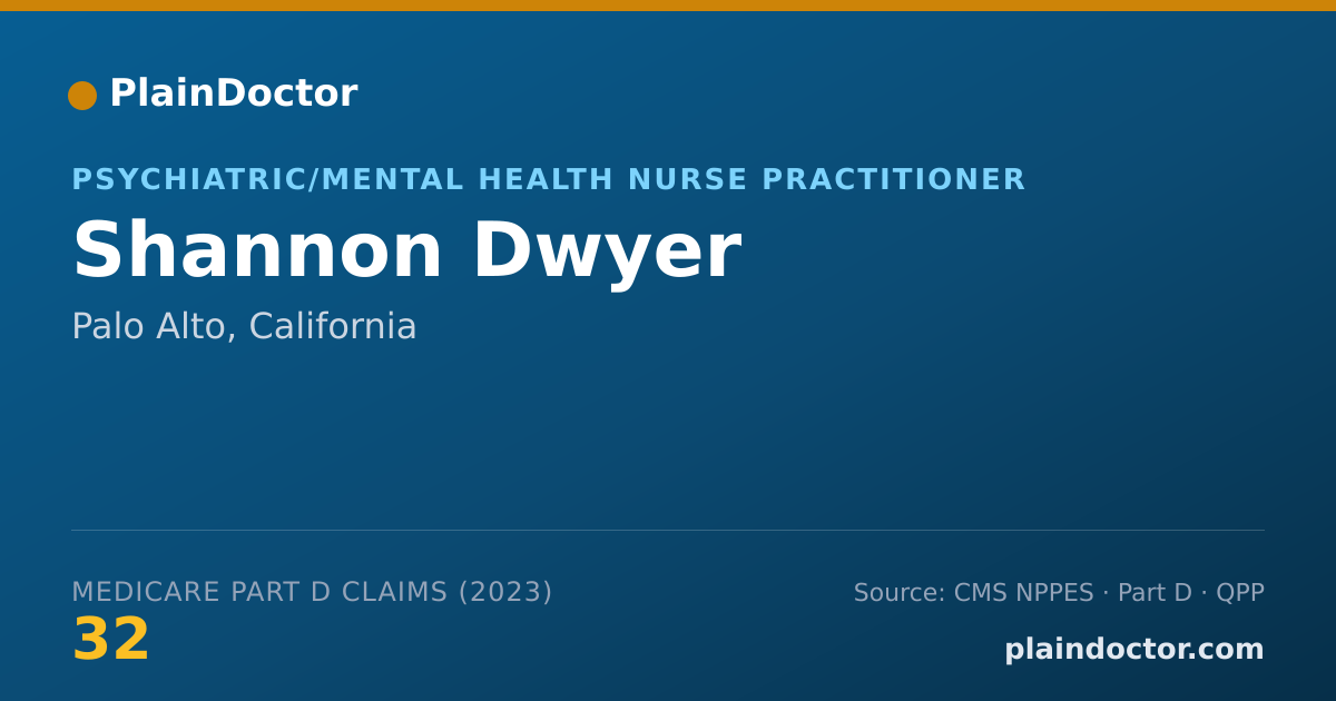 Shareable card for Shannon Dwyer - Psychiatric/Mental Health Nurse Practitioner, Palo Alto, CA