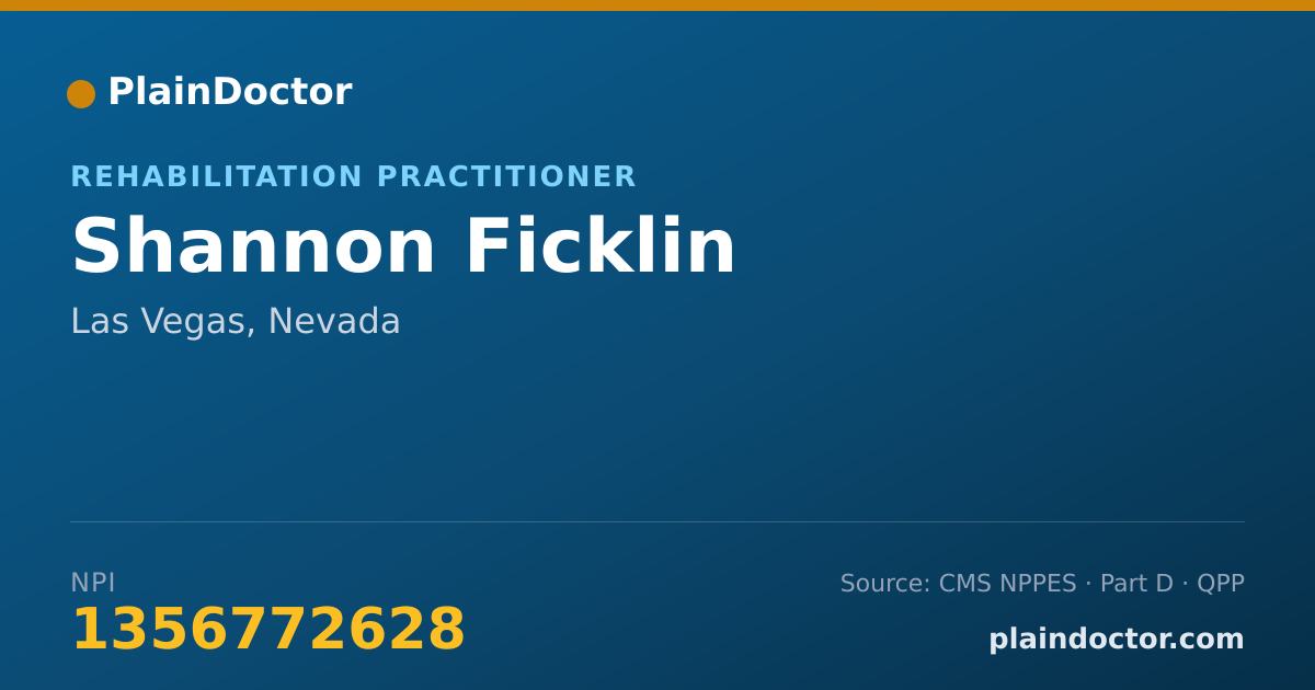Shareable card for Shannon Ficklin - Rehabilitation Practitioner, Las Vegas, NV