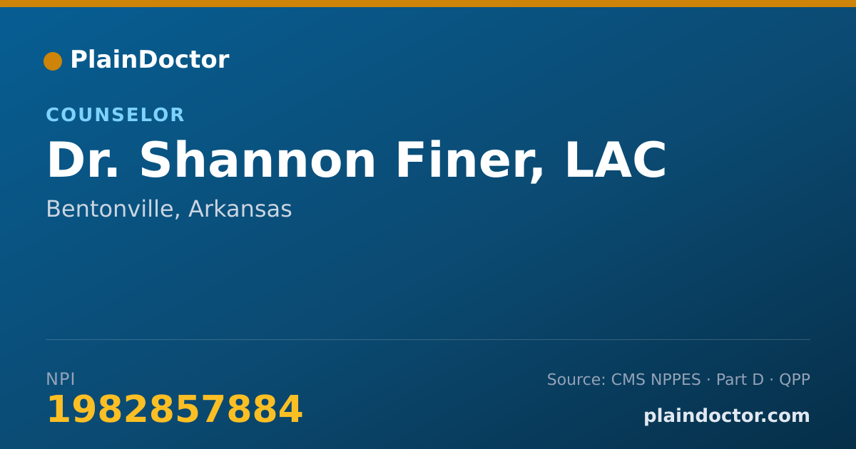 Shareable card for Shannon Finer, LAC - Counselor, Bentonville, AR