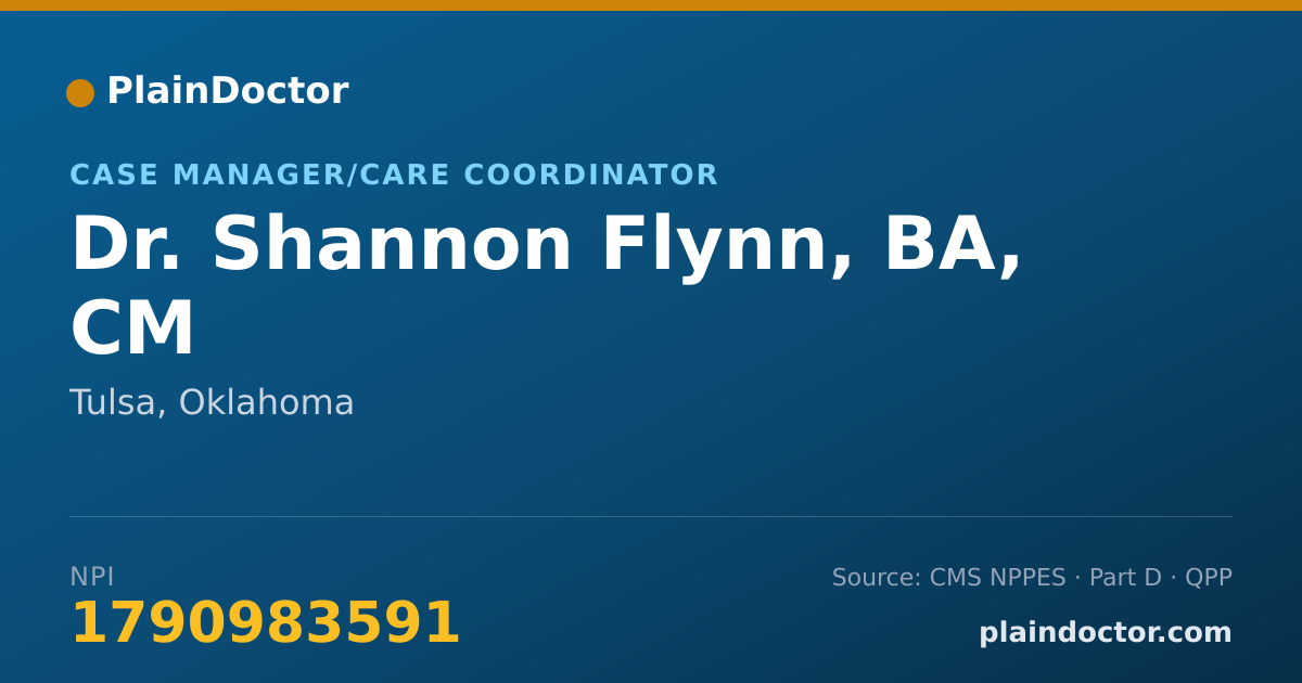 Shareable card for Shannon Flynn, BA, CM - Case Manager/Care Coordinator, Tulsa, OK