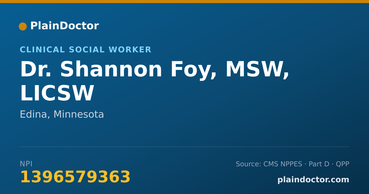 Shareable card for Shannon Foy, MSW, LICSW - Clinical Social Worker, Edina, MN
