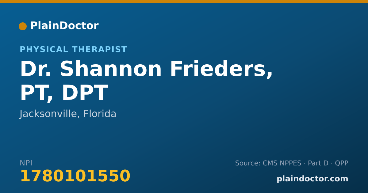 Shareable card for Shannon Frieders, PT, DPT - Physical Therapist, Jacksonville, FL