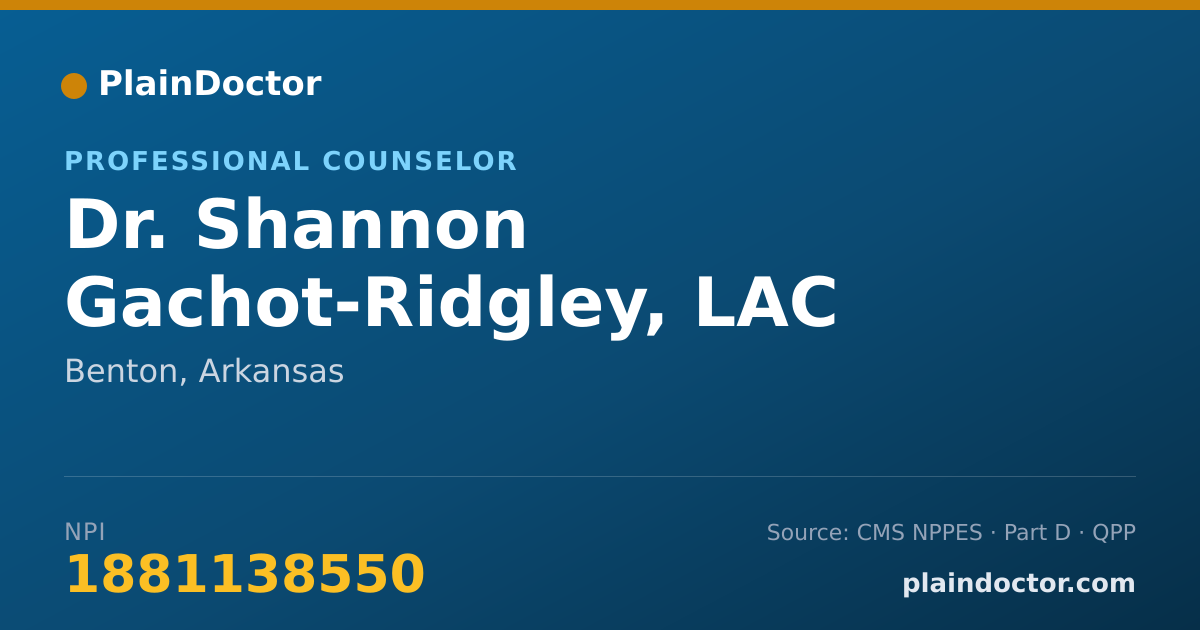 Shareable card for Shannon Gachot-Ridgley, LAC - Professional Counselor, Benton, AR