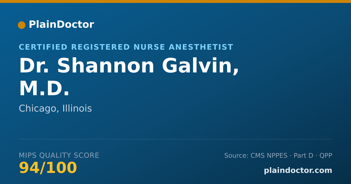 Shareable card for Shannon Galvin, M.D. - Certified Registered Nurse Anesthetist, Chicago, IL