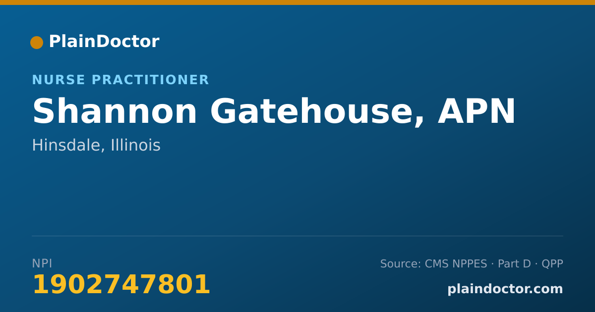 Shareable card for Shannon Gatehouse, APN - Nurse Practitioner, Hinsdale, IL