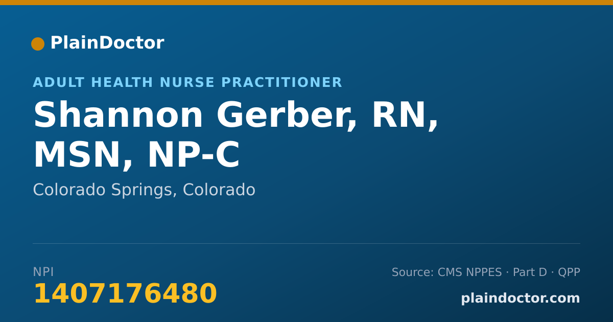 Shareable card for Shannon Gerber, RN, MSN, NP-C - Adult Health Nurse Practitioner, Colorado Springs, CO