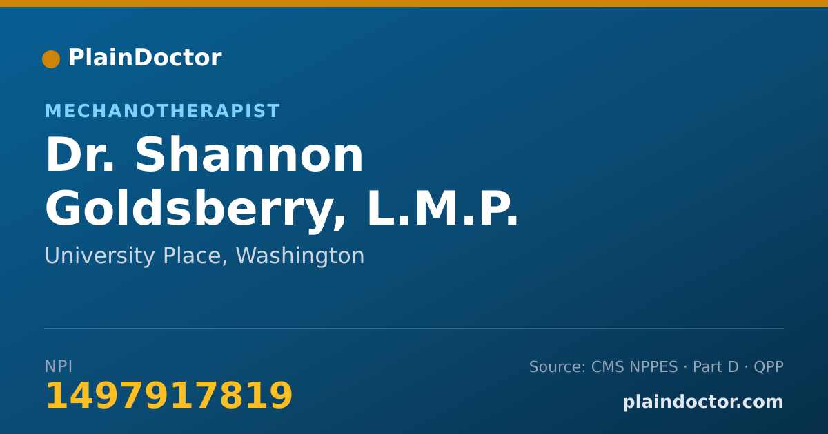 Shareable card for Shannon Goldsberry, L.M.P. - Mechanotherapist, University Place, WA