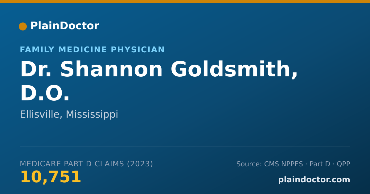 Shareable card for Shannon Goldsmith, D.O. - Family Medicine Physician, Ellisville, MS