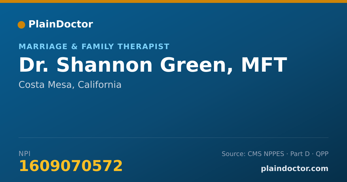 Shareable card for Shannon Green, MFT - Marriage & Family Therapist, Costa Mesa, CA
