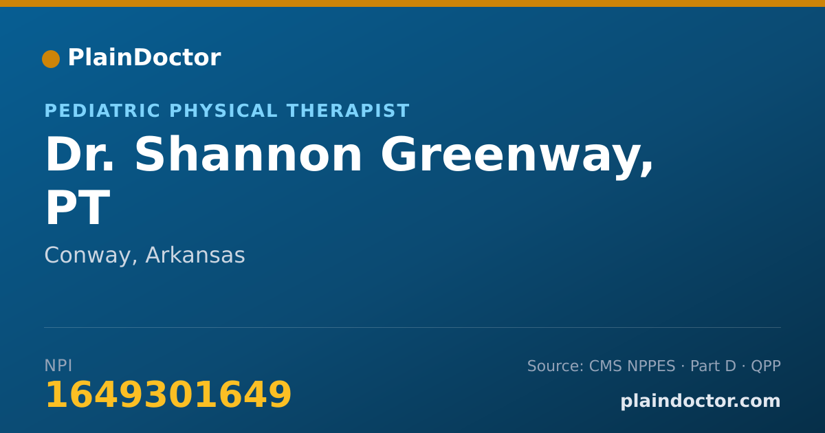 Shareable card for Shannon Greenway, PT - Pediatric Physical Therapist, Conway, AR
