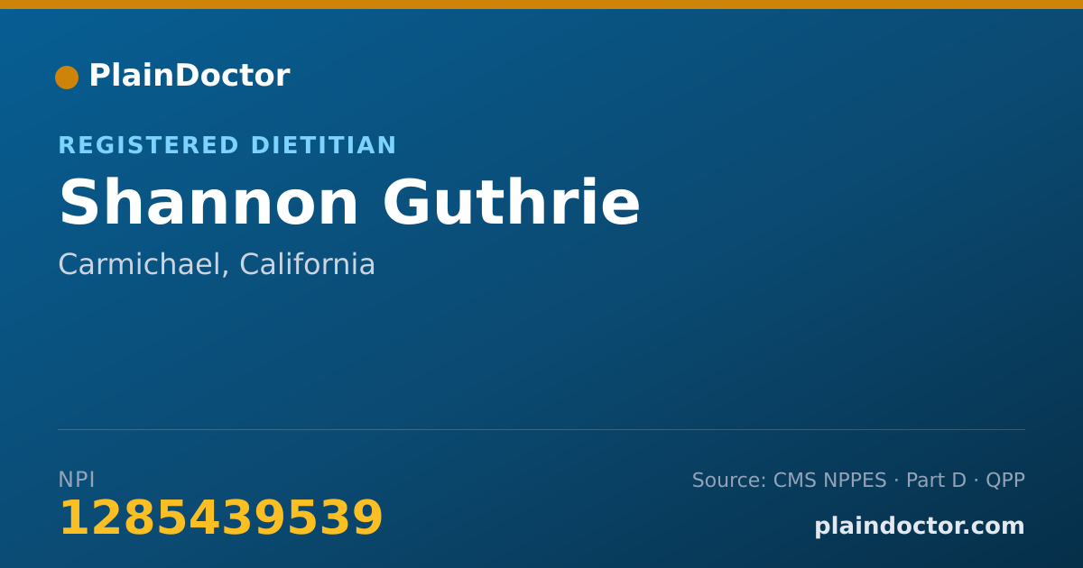 Shareable card for Shannon Guthrie - Registered Dietitian, Carmichael, CA