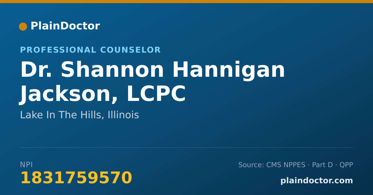 Shareable card for Shannon Hannigan Jackson, LCPC - Professional Counselor, Lake In The Hills, IL