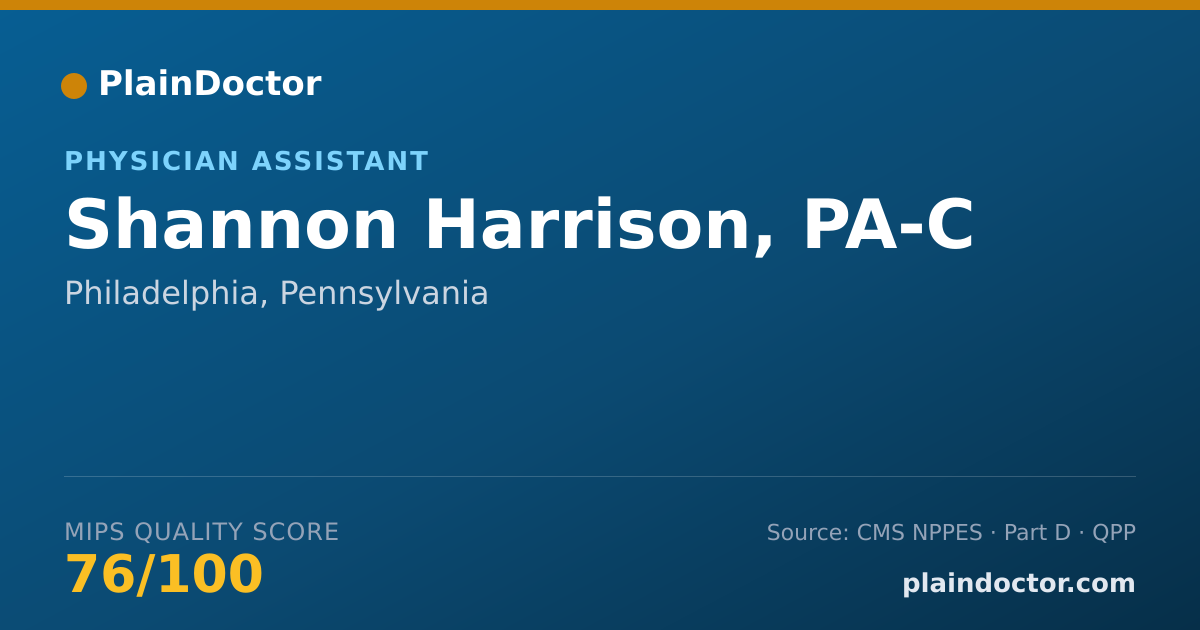 Shareable card for Shannon Harrison, PA-C - Physician Assistant, Philadelphia, PA