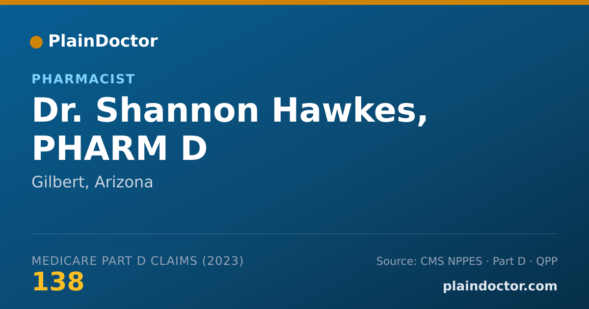 Shareable card for Shannon Hawkes, PHARM D - Pharmacist, Gilbert, AZ