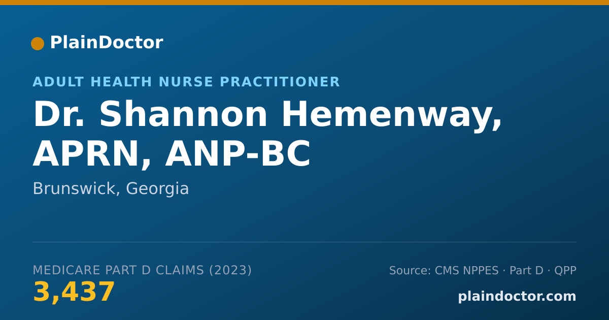 Shareable card for Shannon Hemenway, APRN, ANP-BC - Adult Health Nurse Practitioner, Brunswick, GA